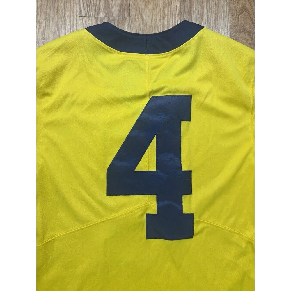 Nike Jordan Team Michigan Wolverines Game Football Jersey #4 Yellow Mens Small